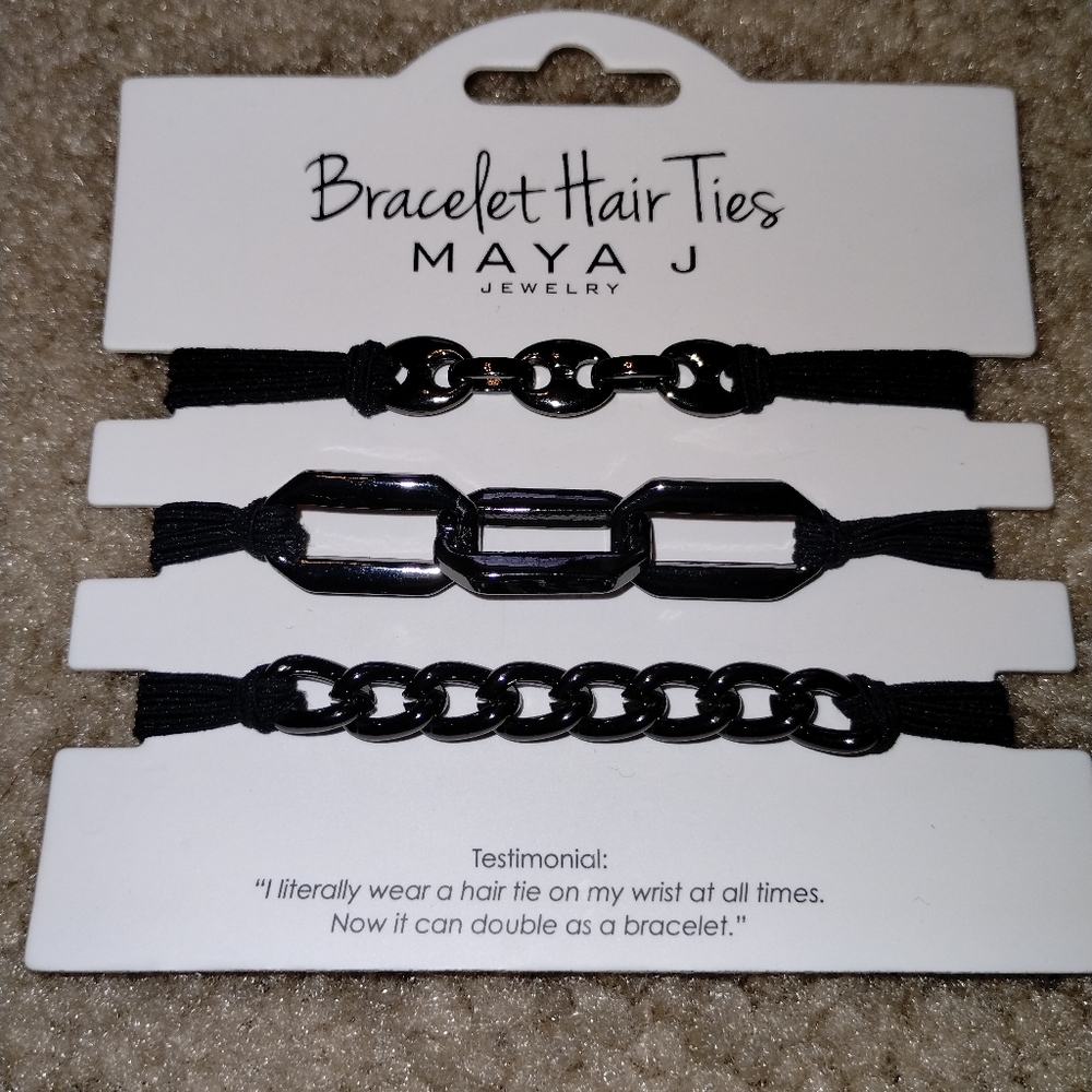 Black gunmetal Bracelet hair ties